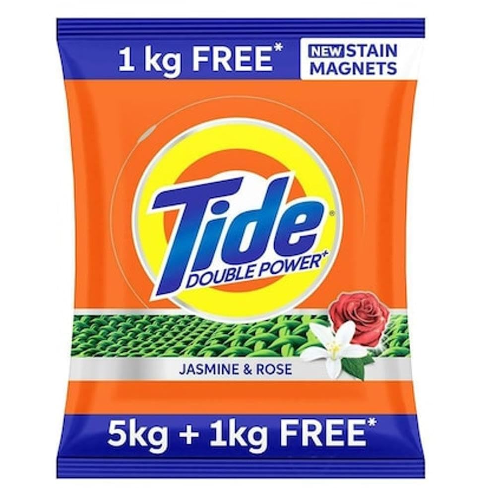 Tide Double Power Jasmine And Rose Detergent Powder  5 Kg + 1 Kg Free