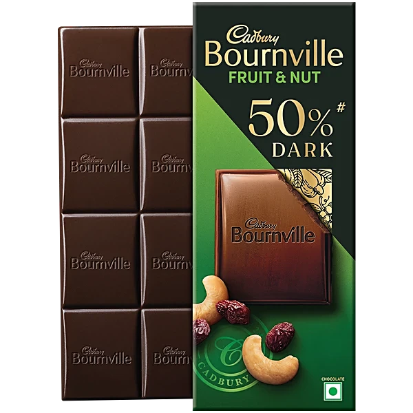 Cadbury Bournville Fruit N Nut 50% Dark Chocolate 134/-