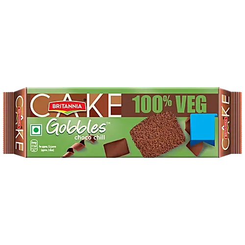 Britannia Gobbles 100% Veg Bar Cake   Chocolate Soft  Fluffy Snack 30g