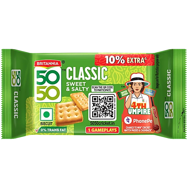 BRITANNIA 50-50 SWEET N SALTY 5/- ( PACK OF 12N )