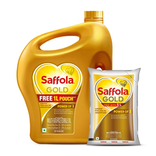 Saffola Gold Refined Cooking Oil  5Ltr + 1Ltr Free
