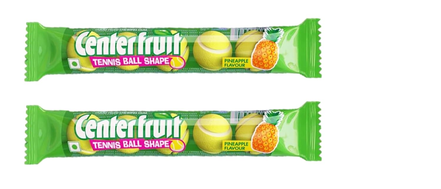 Center Fruit Tennis Ball Shape Pineapple Flavour Liquid Filled Gum