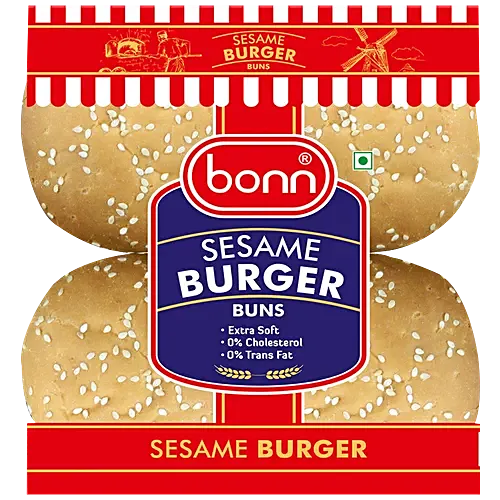 Bonn Bread Sesame Burger Buns   Extra Soft Zero Trans Fat  Cholesterol 225 G