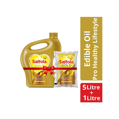 Saffola Gold Refined Cooking Oil - 5Ltr +1LTR Pouch free